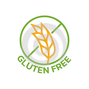 Gluten free icon with grain or wheat symbol. Food allergy label or logo. Vector illustration.