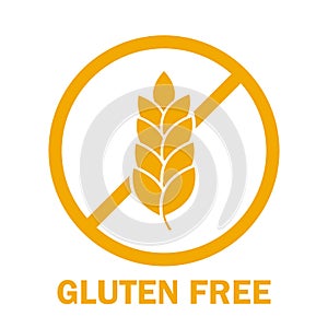 Gluten free icon, isolated on white background. No grain symbol. Vector round badge