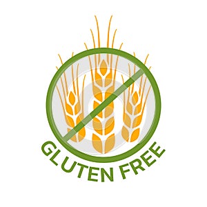 Gluten free icon or logo. Grain, wheat food allergy symbol. Vector illustration