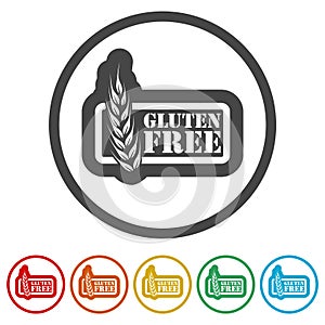 Gluten free icon, No gluten / gluten free food label, 6 Colors Included