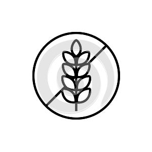 Gluten free isolated label icon. No wheat black and white vector symbol for package of diet food. Template for food