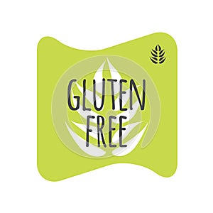 Gluten Free label. Green grey white vector sign isolated. Illustration symbol for food, product sticker, healthy eating, diet