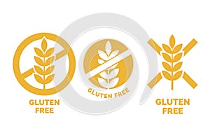 Gluten free label vector wheat cereal icons