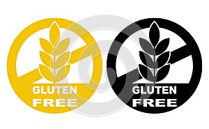 Gluten free label vector icons set. No wheat symbols templates d