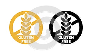 Gluten free label vector wheat cereal icons