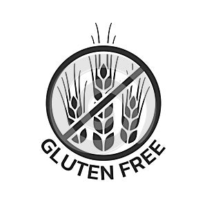 Gluten free logo or icon. Grain, wheat food allergy symbol. Vector illustration