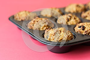 Gluten free muffins on roasting pan