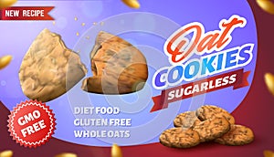 Gluten Free Oat Cookies Sugarless Diet Food Banner