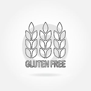 Gluten free outline sign or label with wheat icon. Infographics element for food packaging. Vector illustration.