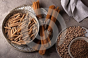 Gluten free pasta, chickpeas and lentils