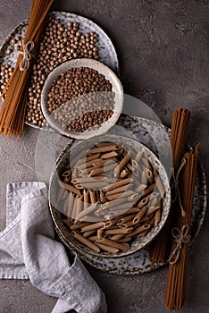 Gluten free pasta, chickpeas and lentils