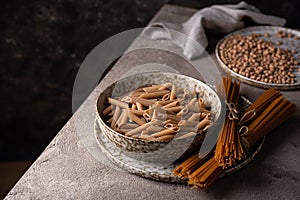 Gluten free pasta, chickpeas and lentils