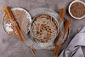 Gluten free pasta, chickpeas and lentils