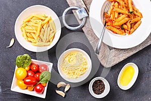 Gluten free pasta and ingredients for cooking. Healthy eating co