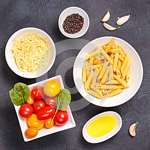 Gluten free pasta and ingredients for cooking. Healthy eating co