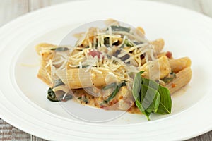 Gluten Free Pasta On Plate With Basil