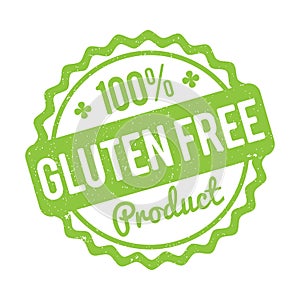 Gluten FREE Product rubber stamp green on a white background.