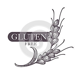 Gluten free products, poster with ear of wheat