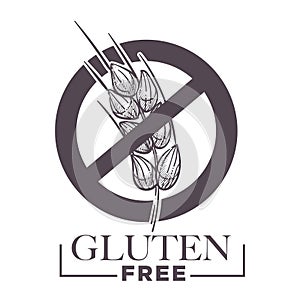 Gluten free products, poster with wheat vector.