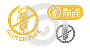 Gluten free prohibit emblem - crossed wheat