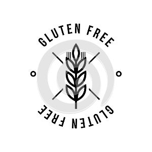 Gluten free seals. Black and white design, can be used as stamp, seal, badge, for packaging etc