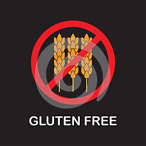 Gluten free sign or label with wheat icon. Infographics element for food packaging. Colorful vector illustration.