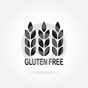 Gluten free sign or label with wheat icon. Infographics element for food packaging. Vector illustration.