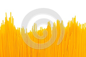 Gluten free spaghetti noodles in a row