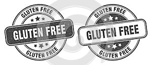 Gluten free stamp. gluten free label. round grunge sign