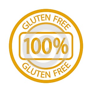 Gluten free stamp. Gluten intolerance. Round yellow logo or label