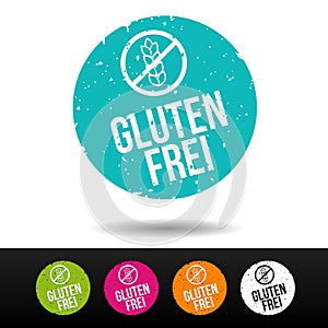 Gluten free stamp with Icon. German-Translation: Gluten frei Stempel mit Icon - Eps10 Vector Button.