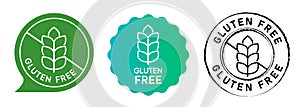 Gluten free stamp label sticker seal collection tag set allergen badge