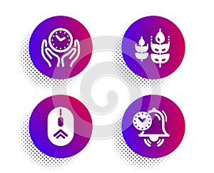 Gluten free, Swipe up and Safe time icons set. Time management sign. Vector