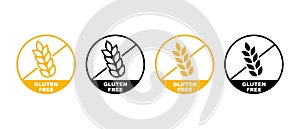 Gluten free vector icons set. No wheat symbols. Gluten free food package illustration