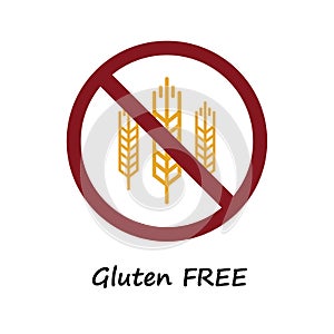 Gluten-free, wheat free icon: food, ingredients and allergens concept