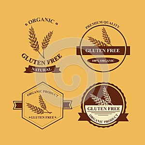 Gluten free and wheat labels. Retro design.