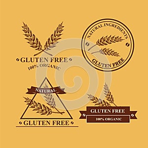 Gluten free and wheat labels. Retro design.