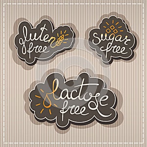 Gluten, lactose, sugar free labels