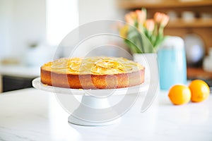 glutenfree almond orange cake with sliced almonds on top