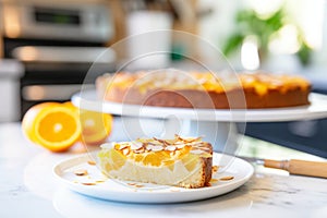 glutenfree almond orange cake with sliced almonds on top