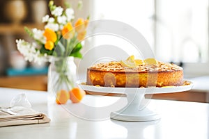 glutenfree almond orange cake with sliced almonds on top