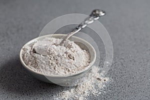 Glutenfree buckwheat flour for baking in the bowl