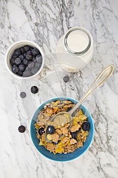 Glutenfree granola and blueberries