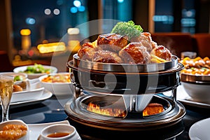 Gluttony, decadent dishes, rich sauces heighten the temptation to indulge without limits photo