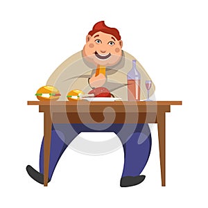 Gluttony man eating vector people bad habits photo