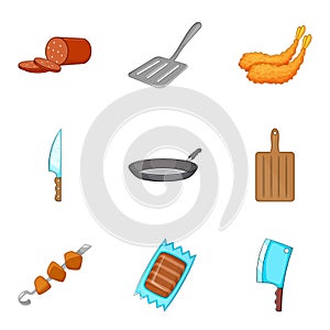 Gluttony icons set, cartoon style