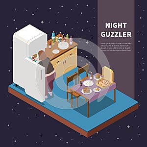 Gluttony Isometric Illustration