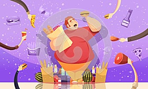 Gluttony Leading To Obesity Poster