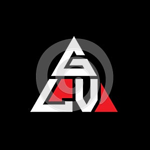 GLV triangle letter logo design with triangle shape. GLV triangle logo design monogram. GLV triangle vector logo template with red