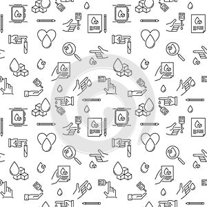 Glycemia vector simple seamless background. Glucose in Blood Test concept pattern